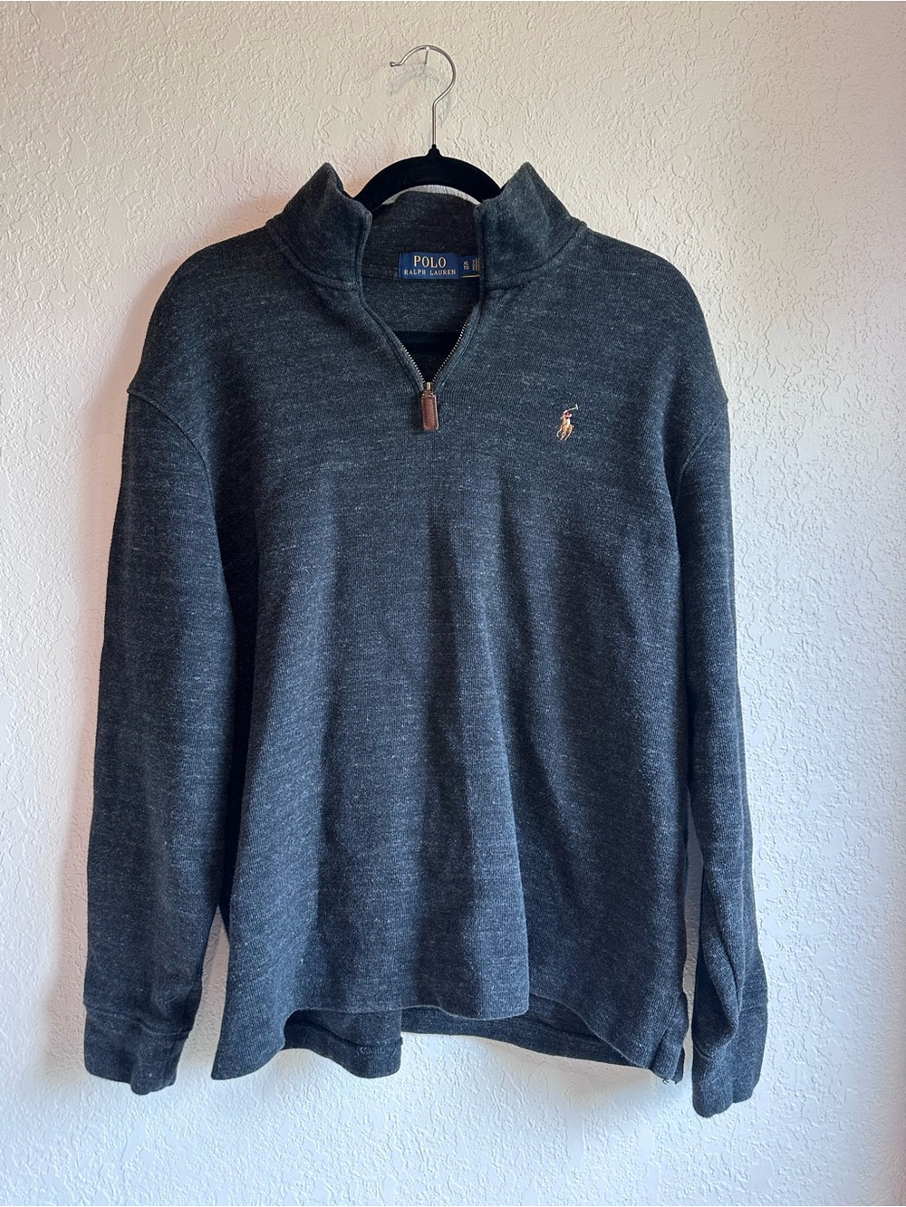 Ralph Lauren Men's Dark Charcoal Quarter-Zip Sweater